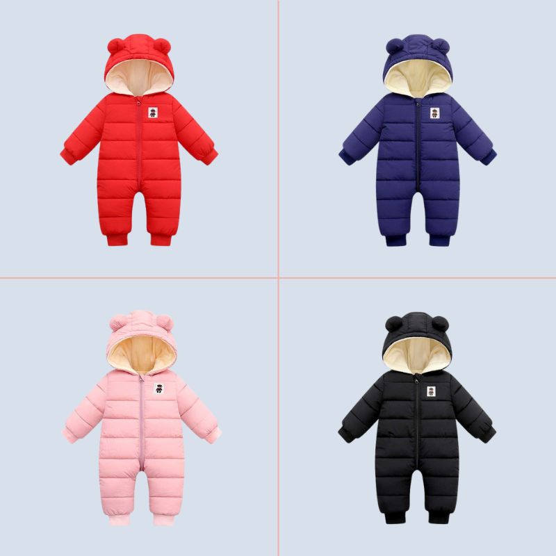 Baby Winter Fleece Onesie Snowsuit Warm Cozy Infant Coverall