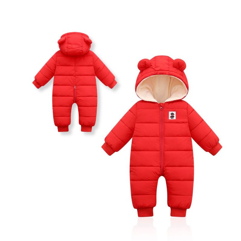 Baby Winter Fleece Onesie Snowsuit Warm Cozy Infant Coverall