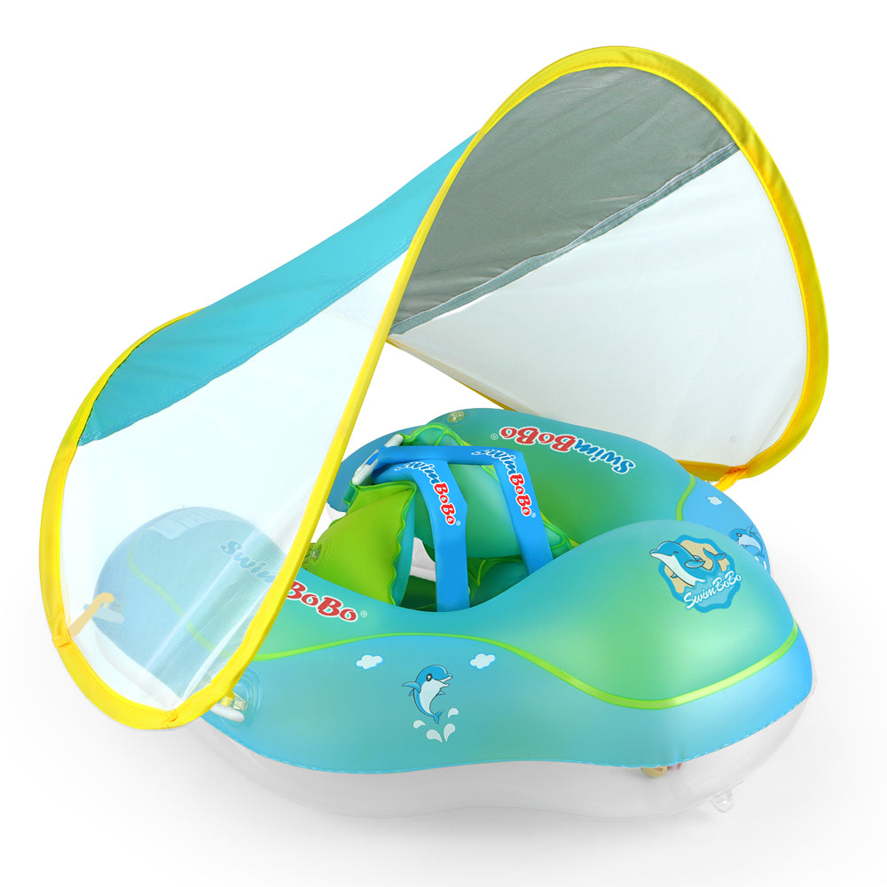 Baby Inflatable Swim Ring with Sun Shade Baby Float Adjustable Baby Pool Float