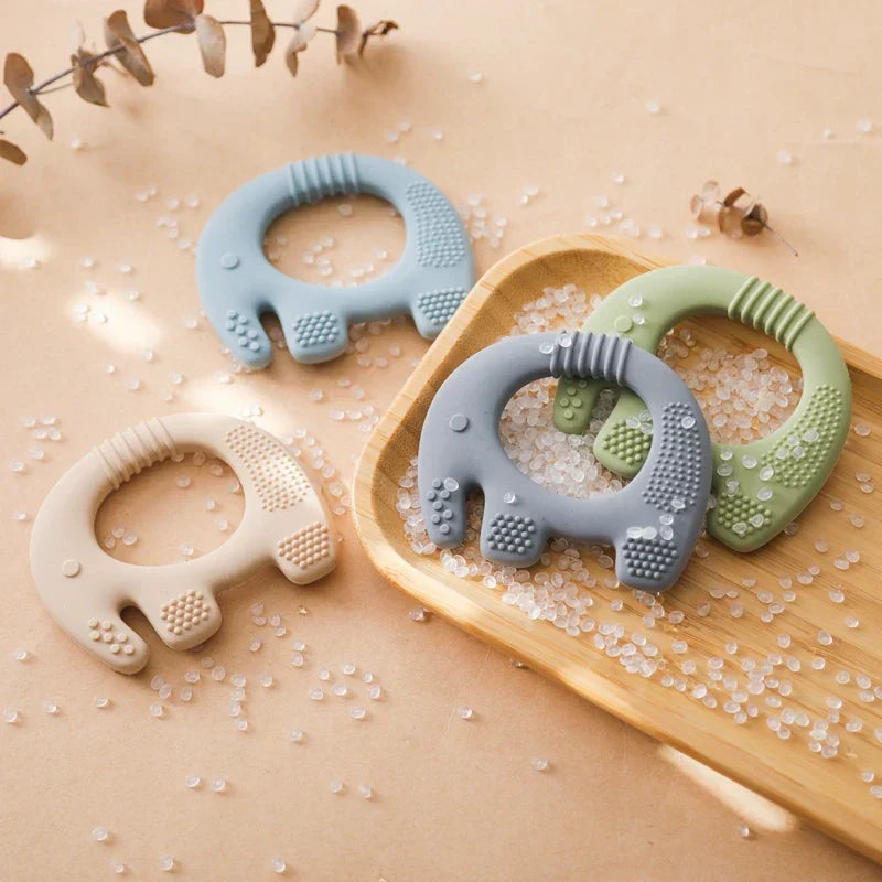 Baby Elephant Teething Ring Soft Silicone Teether Toy for Infants