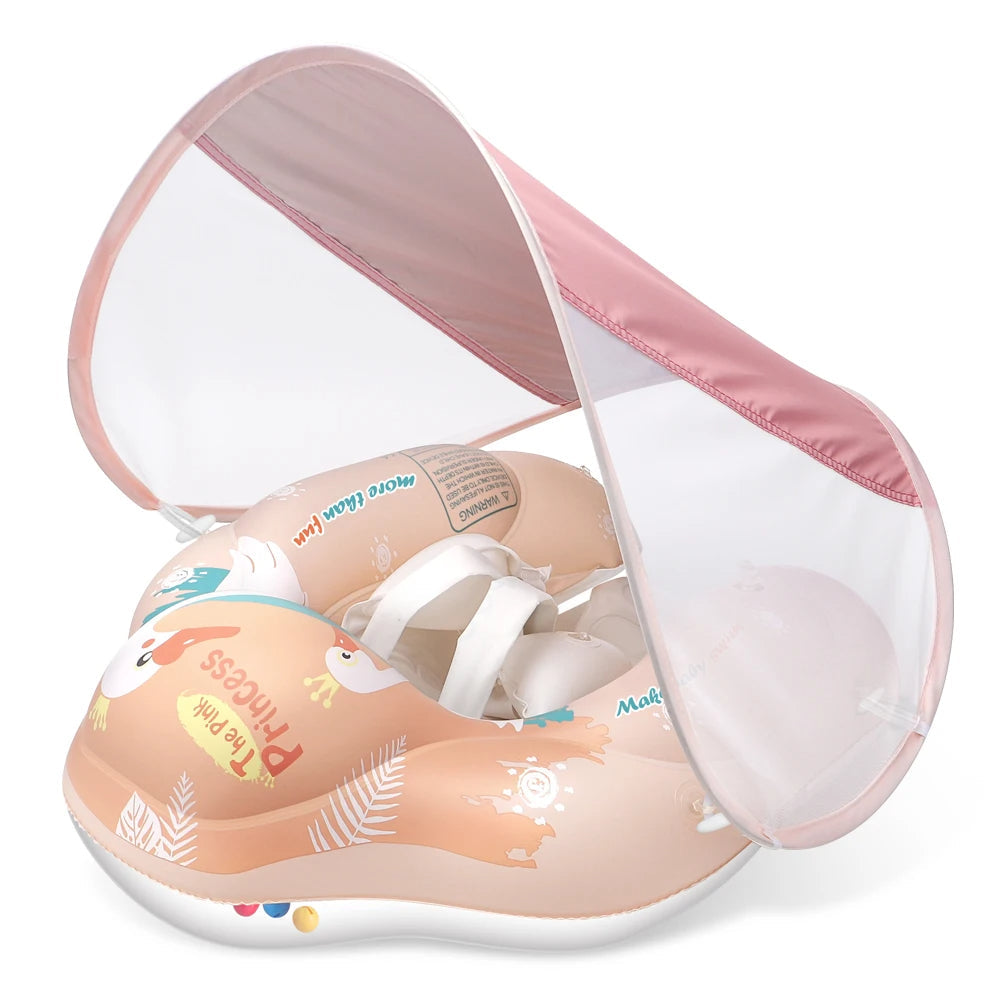 Baby Inflatable Swim Ring with Sun Shade Baby Float Adjustable Baby Pool Float