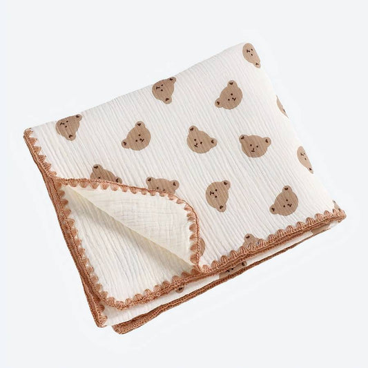 Baby Brown Bear Blanket Soft Cozy Baby Throw Plush Teddy Bear Bedding