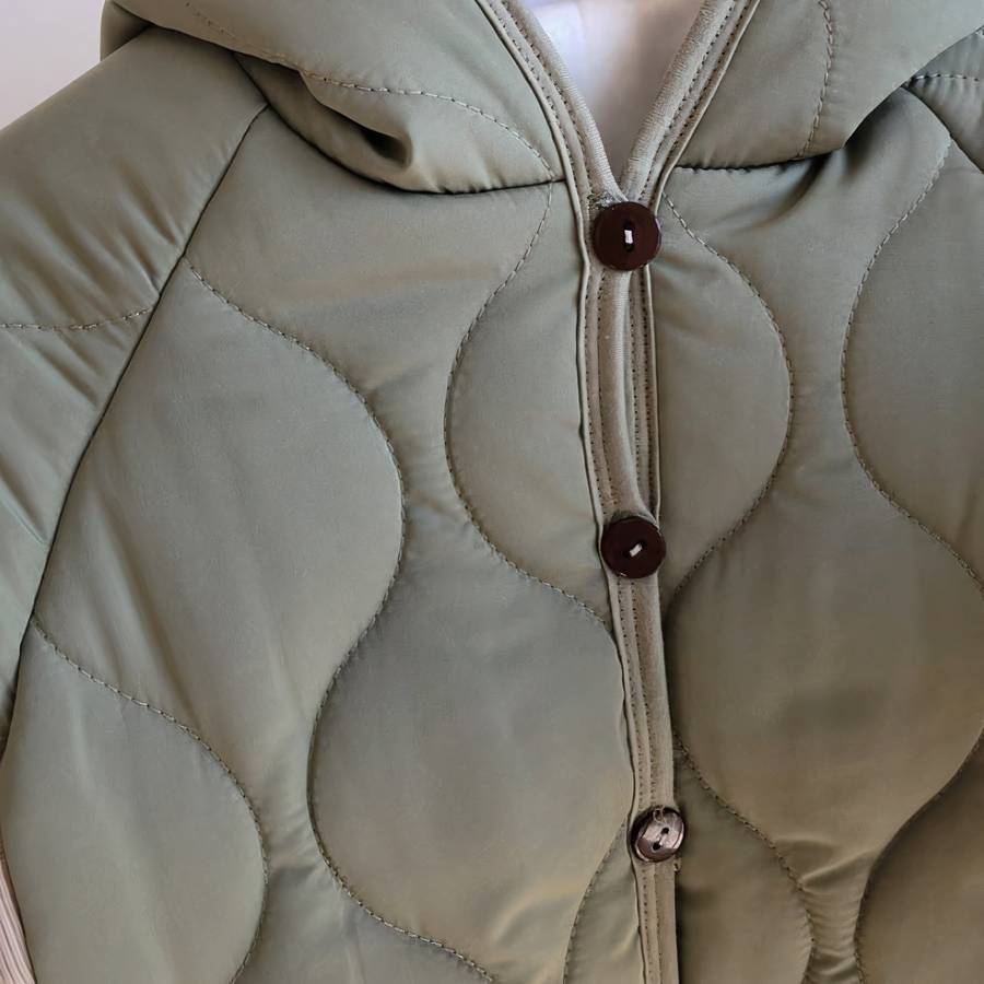 Toddler Boys Hooded Puffer Jacket in Olive Green with Pointed Hood
