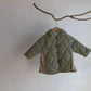 Toddler Boys Hooded Puffer Jacket in Olive Green with Pointed Hood