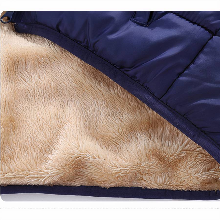 Dark Blue Baby Boys Puffer Jacket with Quilted Velvet Lining Toddler Warm Coat
