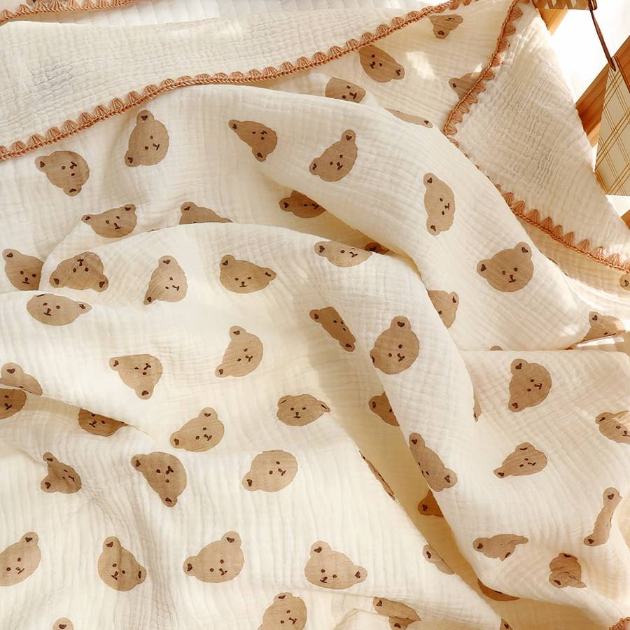 Baby Brown Bear Blanket Soft Cozy Baby Throw Plush Teddy Bear Bedding