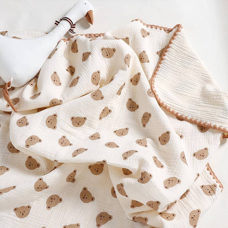 Baby Brown Bear Blanket Soft Cozy Baby Throw Plush Teddy Bear Bedding