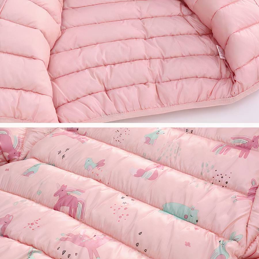 Baby Girl Pink Puffer Jacket with Hood and Cute Ear Details