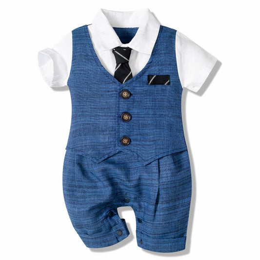 Lightweight Baby Romper Suit with Tie Baby Dress Outfit for Boys
