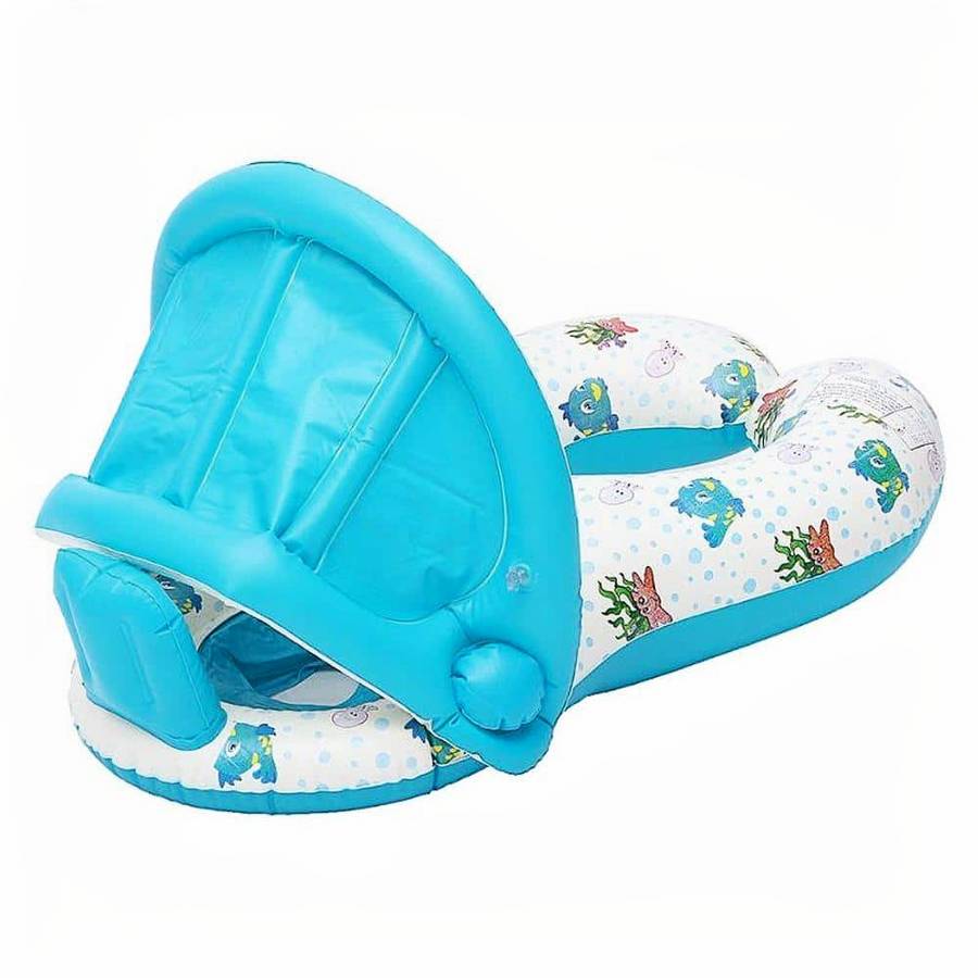 White Baby Sunshade Float Ring with UV Protection