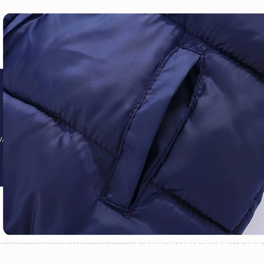Dark Blue Baby Boys Puffer Jacket with Quilted Velvet Lining Toddler Warm Coat