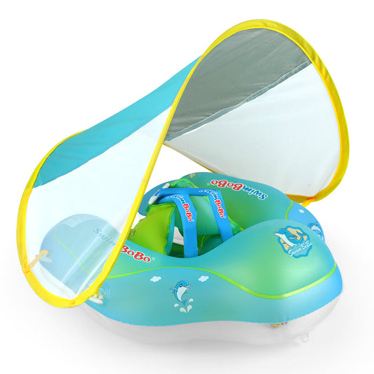 Baby Inflatable Swim Ring with Sun Shade Baby Float Adjustable Baby Pool Float
