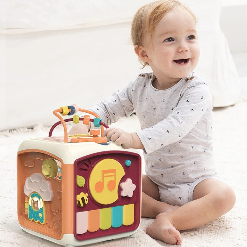 Montessori 7-in-1 Baby Activity Cube Developmental Toy for Infants and Toddlers