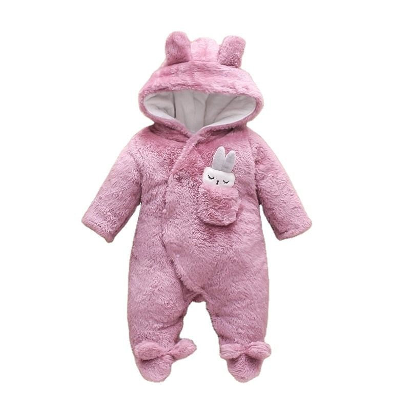 Hooded Bunny Baby Coverall Combipilot Infant Onesie with Hood