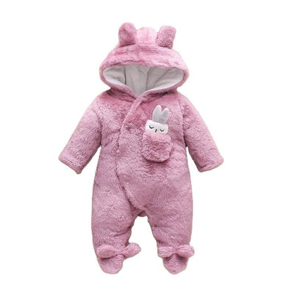 Hooded Bunny Baby Coverall Combipilot Infant Onesie with Hood
