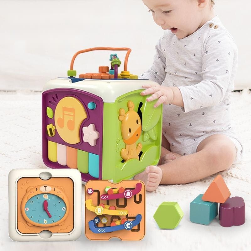 Montessori 7-in-1 Baby Activity Cube Developmental Toy for Infants and Toddlers
