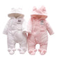 Hooded Bunny Baby Coverall Combipilot Infant Onesie with Hood