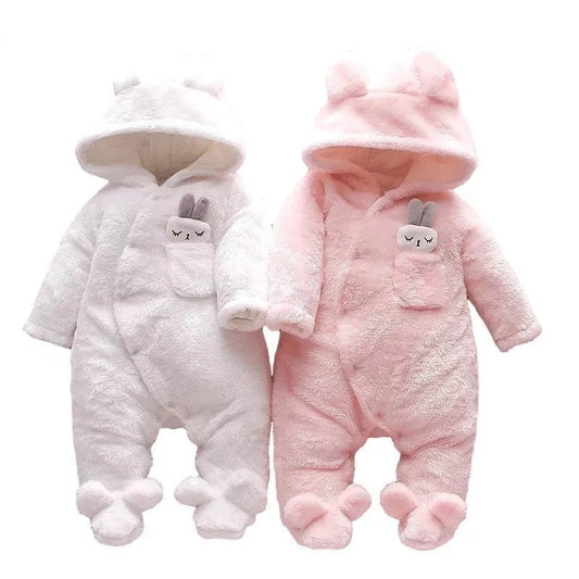 Hooded Bunny Baby Coverall Combipilot Infant Onesie with Hood