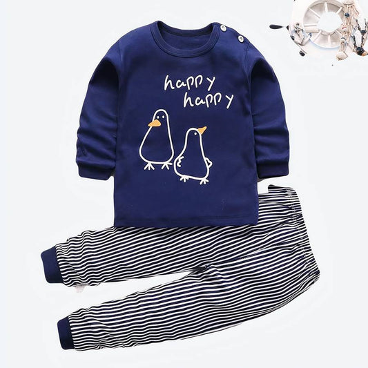 Baby Blue Pajamas with Penguin Print Toddler Sleepwear