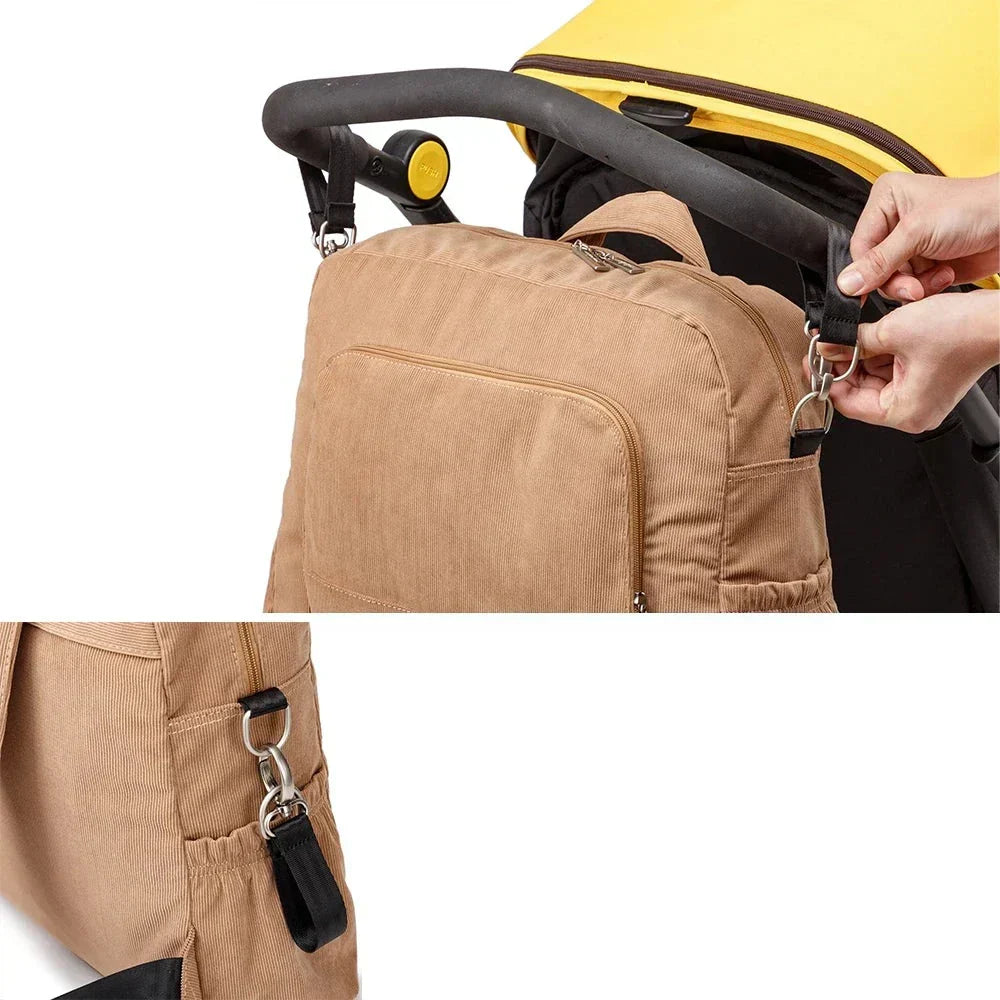 Soboba Multifunctional Corduroy Diaper Bag