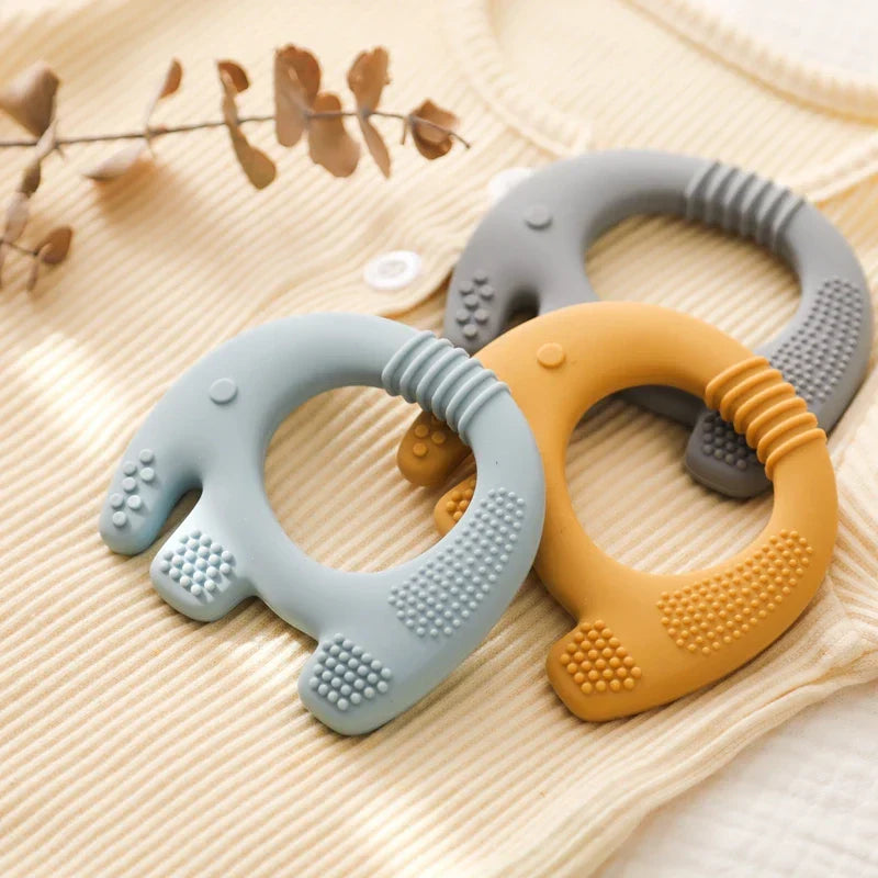 Baby Elephant Teething Ring Soft Silicone Teether Toy for Infants