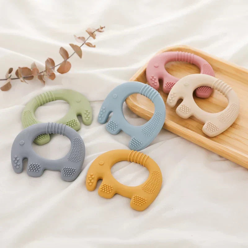 Baby Elephant Teething Ring Soft Silicone Teether Toy for Infants