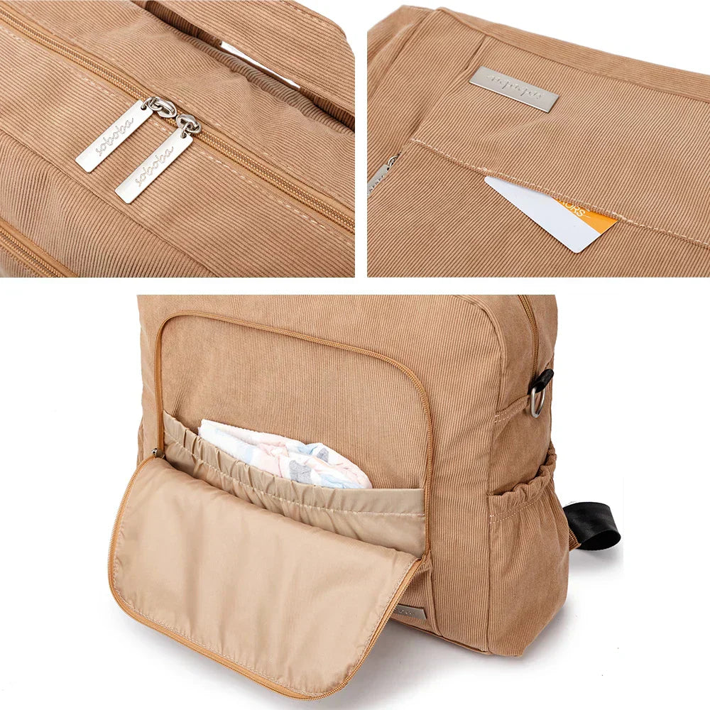 Soboba Multifunctional Corduroy Diaper Bag
