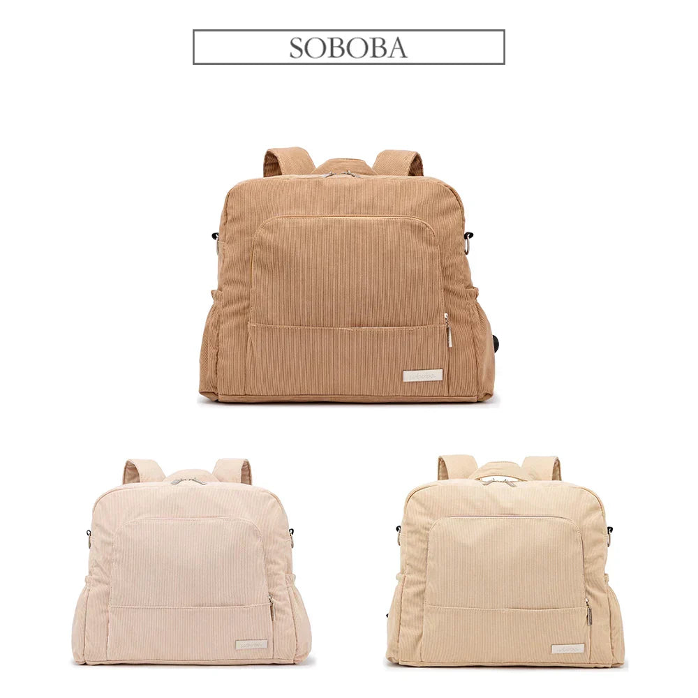 Soboba Multifunctional Corduroy Diaper Bag