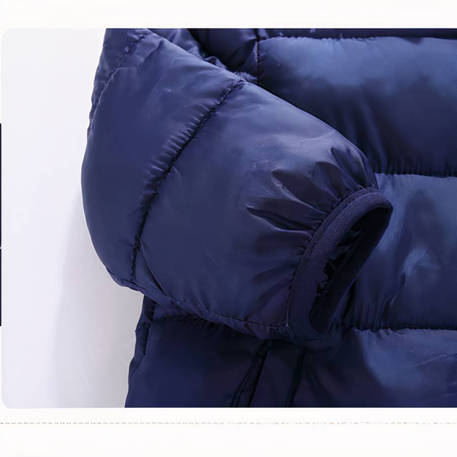 Dark Blue Baby Boys Puffer Jacket with Quilted Velvet Lining Toddler Warm Coat