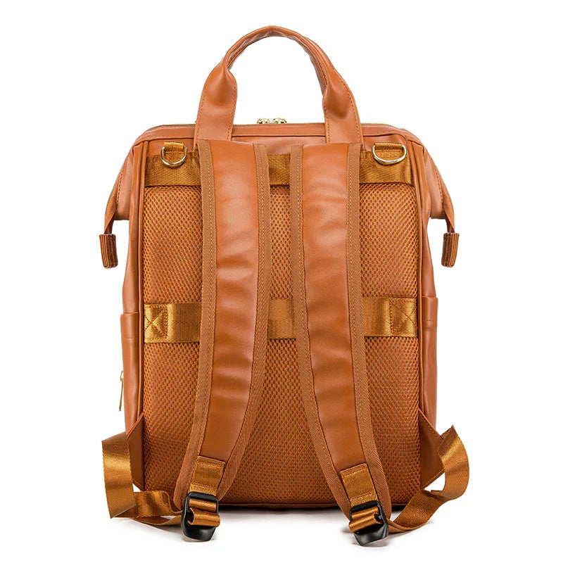 Vintage Leather Diaper Bag Backpack for Moms and Dads