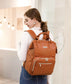 Vintage Leather Diaper Bag Backpack for Moms and Dads