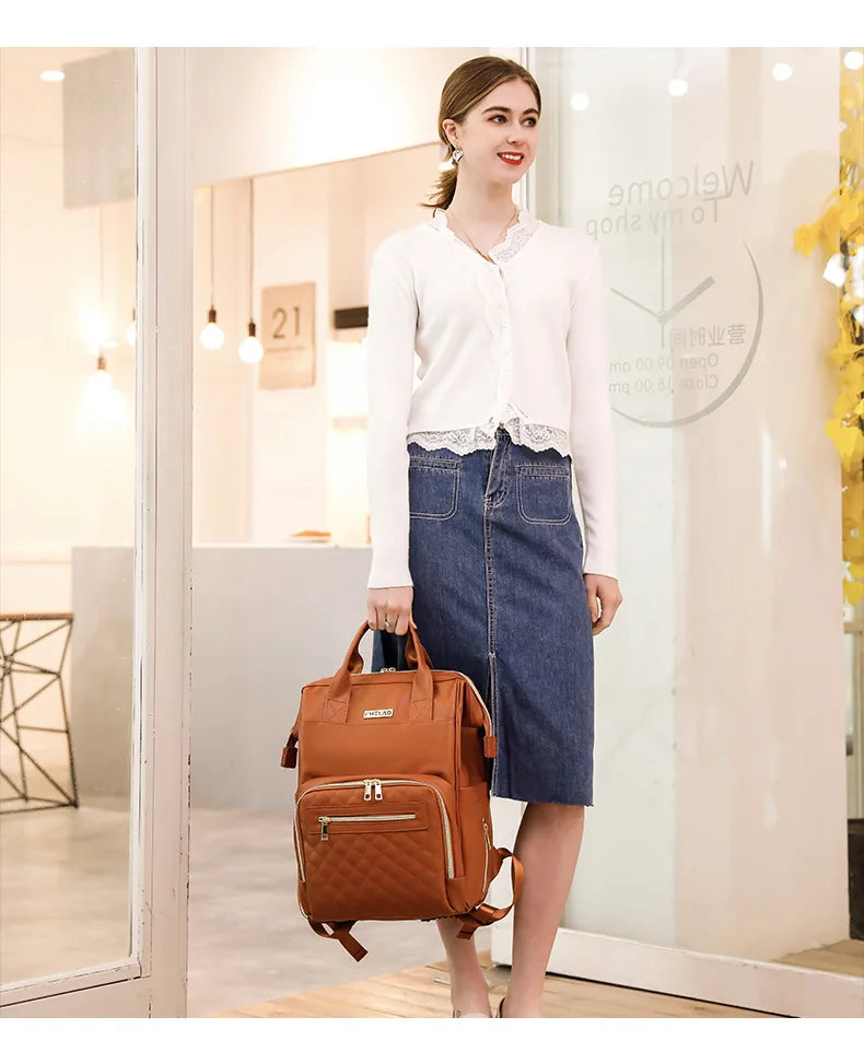 Vintage Leather Diaper Bag Backpack for Moms and Dads