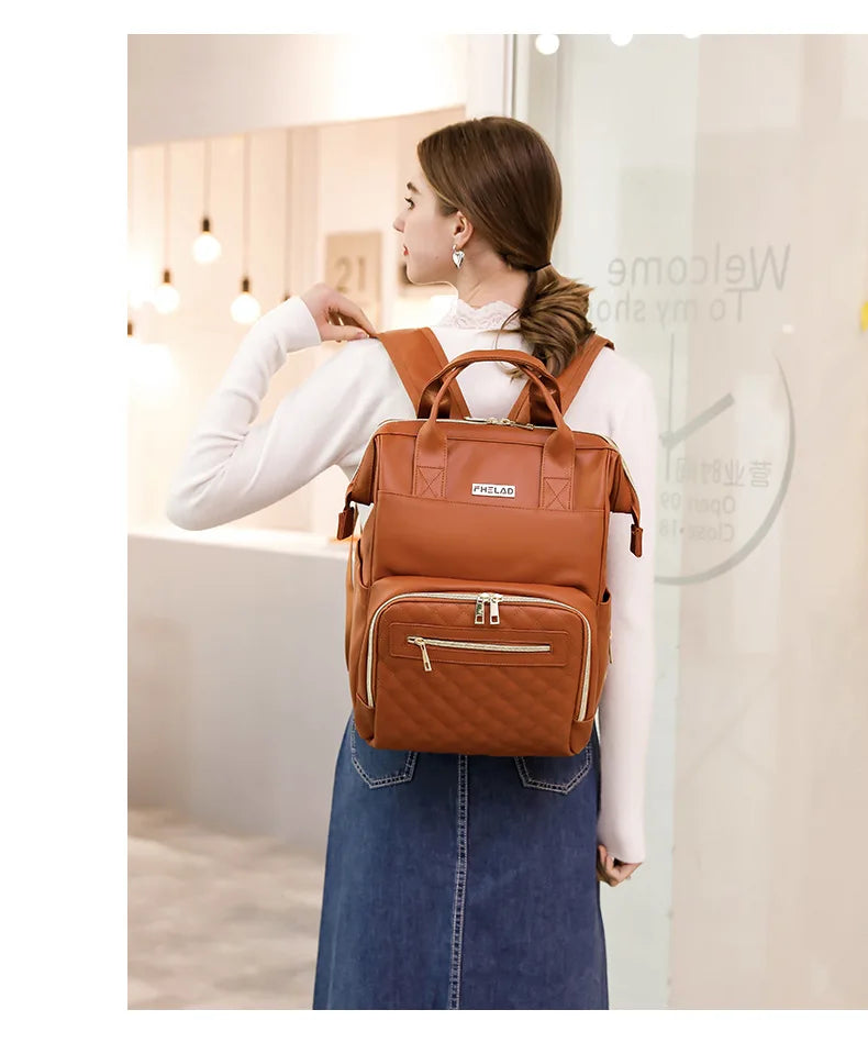 Vintage Leather Diaper Bag Backpack for Moms and Dads