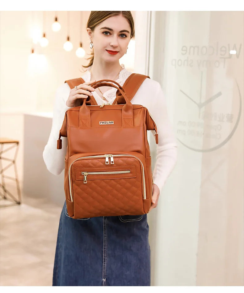 Vintage Leather Diaper Bag Backpack for Moms and Dads