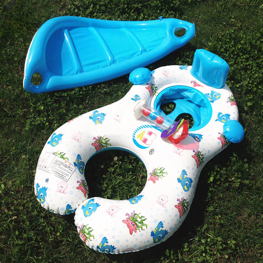 White Baby Sunshade Float Ring with UV Protection